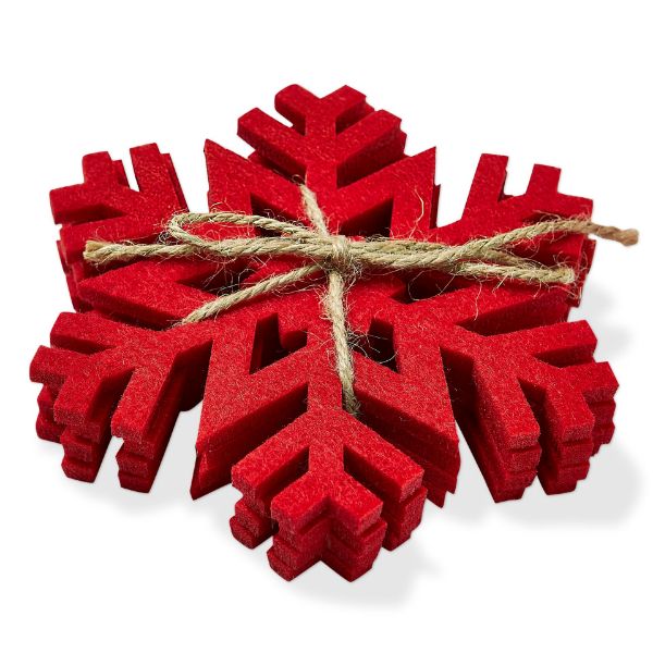 Picture of snowflake coaster set of 4 - red