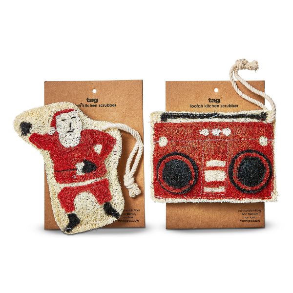 Picture of santa boom box loofah assortment of 2 - red multi