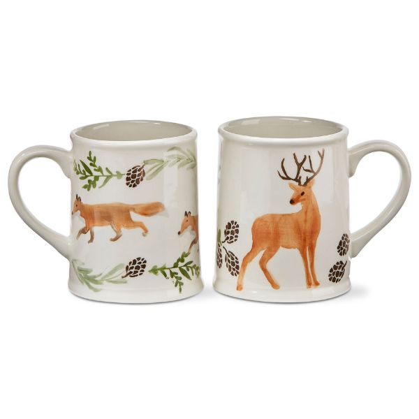 Picture of warm wishes woodland fox & stag mug assortment of 2 - multi