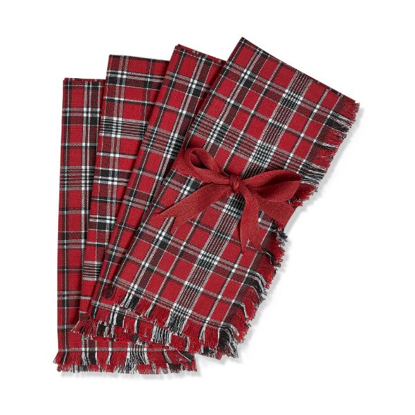 Picture of winter sketches napkin set of 4 - red multi