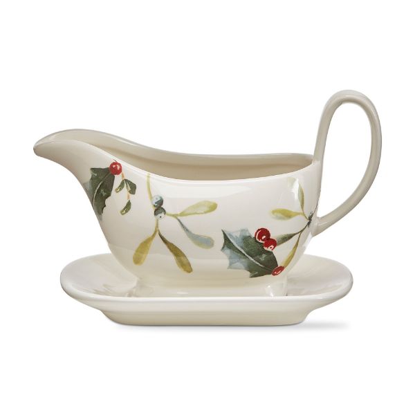 Picture of winter sprig gravy boat & saucer set of 2 - multi