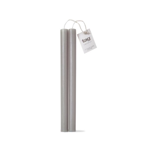 Picture of 10 inch straight candles set of 2 - gray