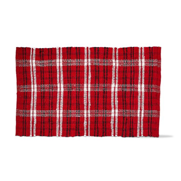 Picture of wren plaid chindi rug - red multi