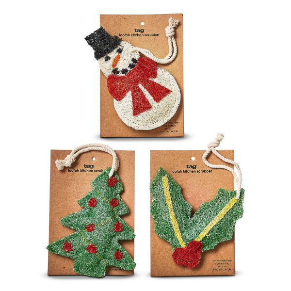 Picture of tis the season loofah scrubber assortment of 3 - multi