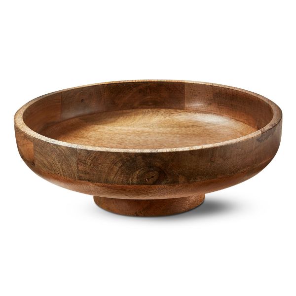 Picture of watermill pedestal mango wood bowl - natural
