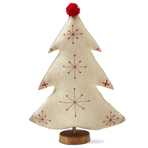 Picture of embroidered wool felt tree decor extra tall - white multi