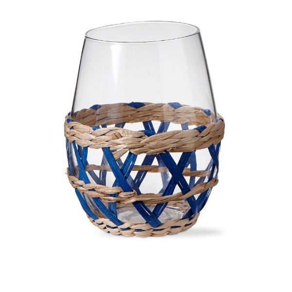 tag wholesale island stemless wine with sleeve blue color party entertaining table