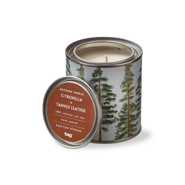 tag wholesale citronella candle with lid tanned leather tin plant art outdoor picnic