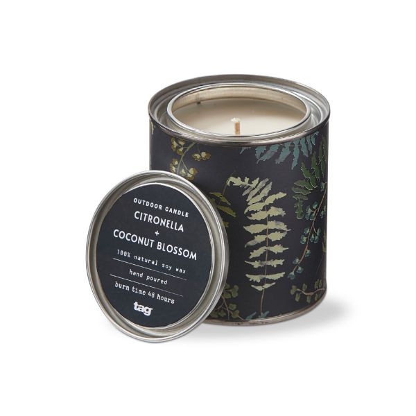 tag wholesale citronella candle with lid coconut blossom tin plant art green outdoor picnic