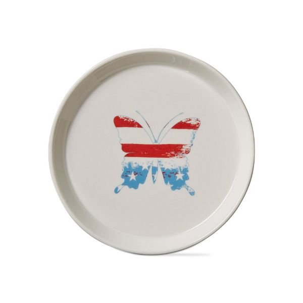 tag wholesale butterfly appetizer plate america usa patriotic red white blue gift dinnerware