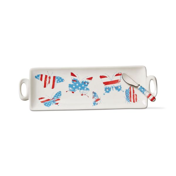 tag wholesale butterfly platter with handles and spreader american patriotic usa red white and blue