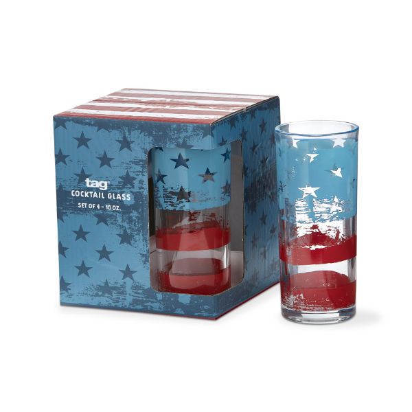 tag wholesale american rustic patriotic drinks glass set red white blue