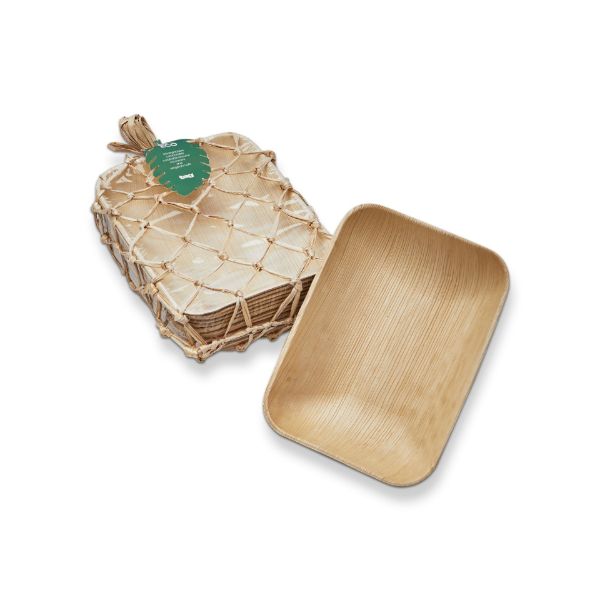 tag wholesale natural palm leaf rectangle bowl set of 12 eco friendly compostable wood look picnic
