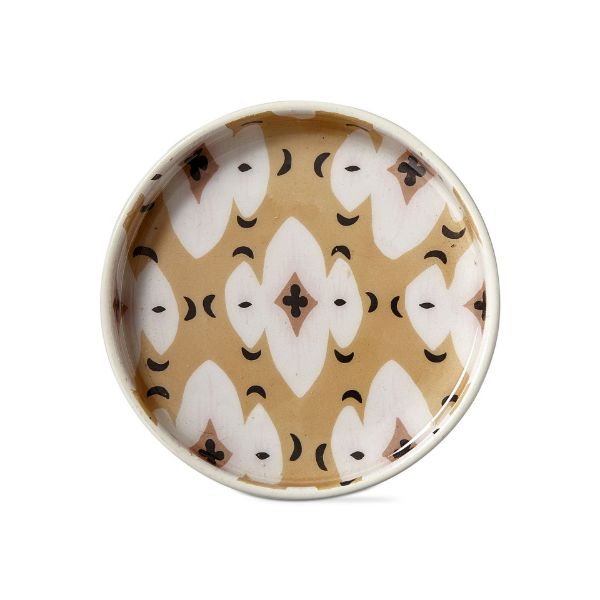 tag wholesale block print trinket tray round dish small decor floral art yellow design