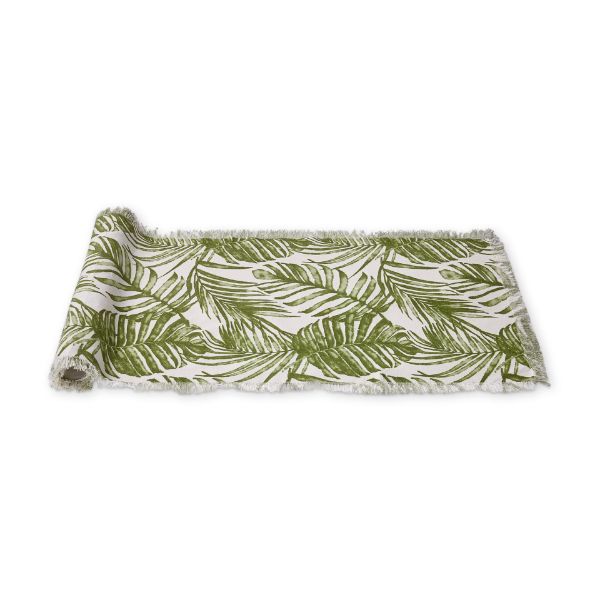tag wholesale palm garden frayed table runner 72 inch plant cotton hand screen print art