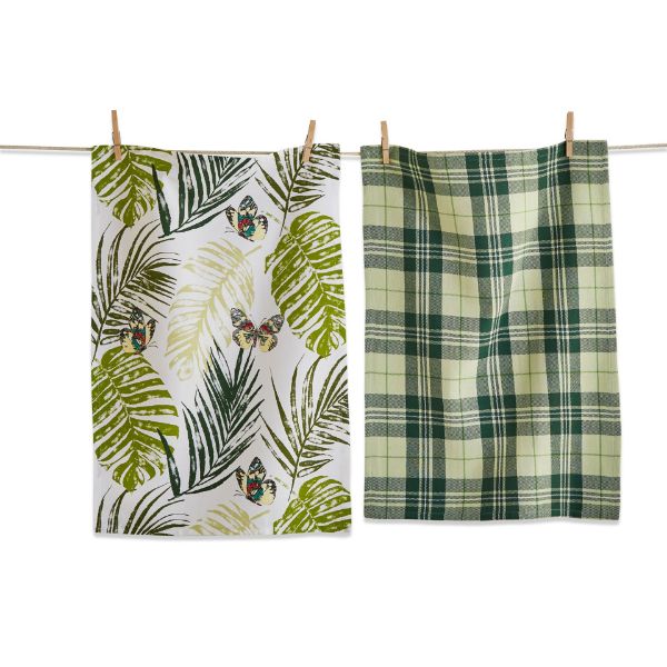 tag wholesale palm and butterfly dishcloth dishtowel set green plants clean gift cotton kitchen