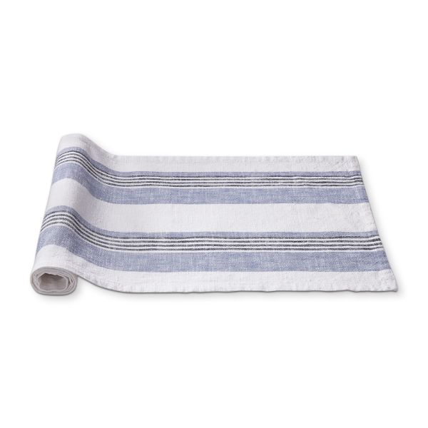 tag wholesale woven stripe table runner 72 inch white blue art single layer cotton chambray artisan