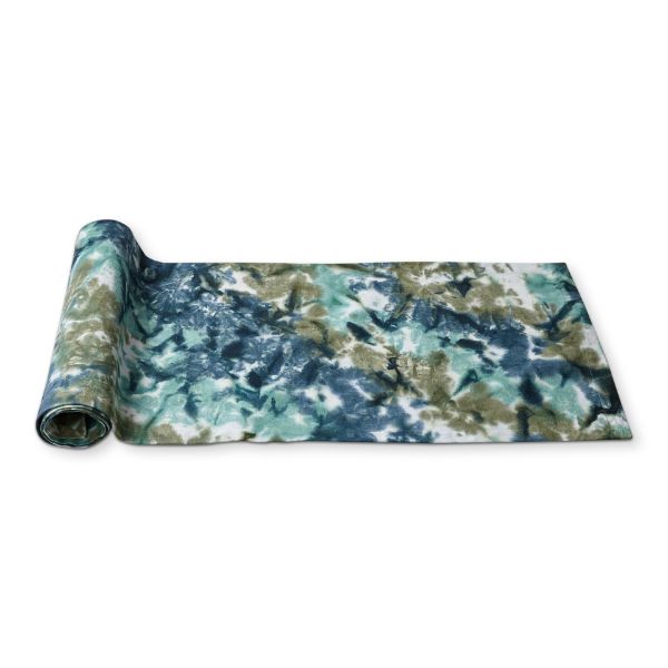 tag wholesale tie dye table runner 72 inch art artisan single layer on textured weave green blue