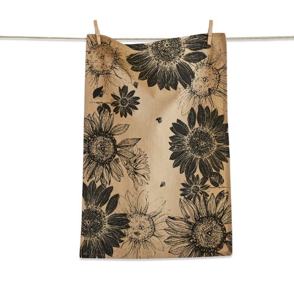 tag wholesale sunflower dishcloth dishtowel natural floral clean gift cotton kitchen