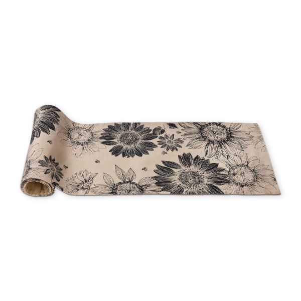 tag wholesale let it bee sunflower table runner 72 inch beige tan natural black floral canvas art