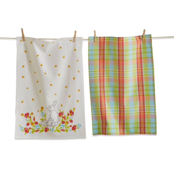 tag wholesale bloom and blossom bunny dishcloth dishtowel set check floral clean cotton kitchen