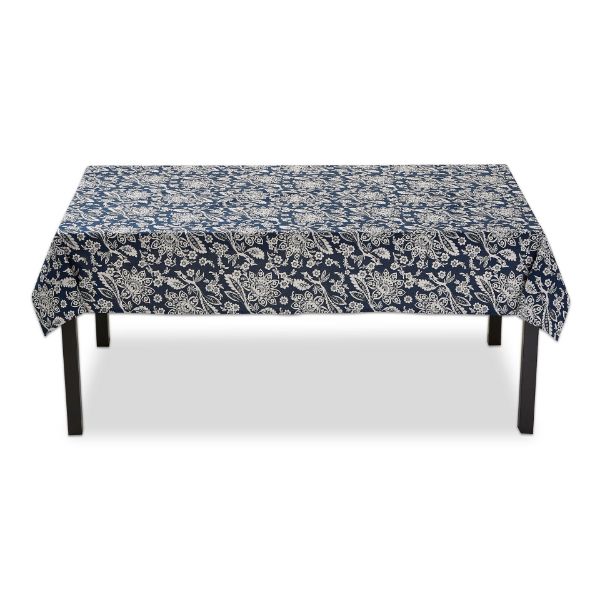 tag wholesale indigo flower tablecloth 84 x 60 blue white floral cotton discharge print