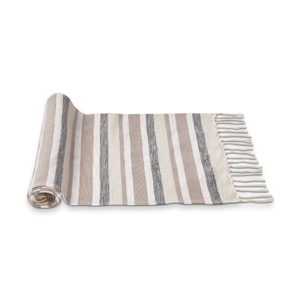 tag wholesale sand and sky woven stripe table runner 72 inch fringe handwoven beige tan natural