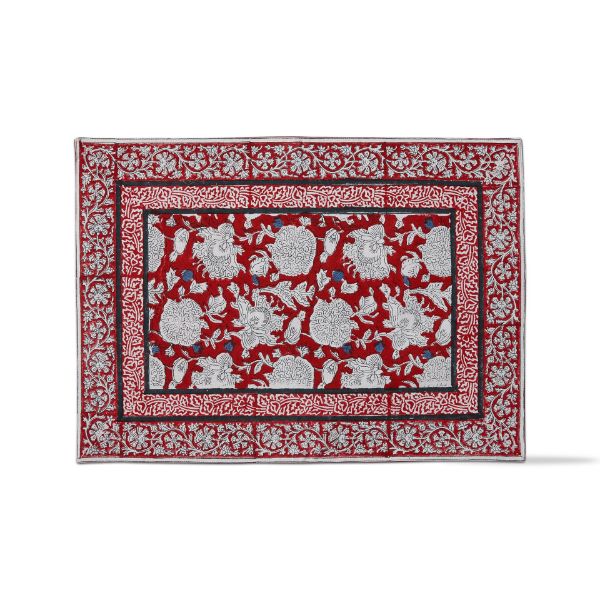 tag wholesale american rustic hand block print placemat charger cotton art red white blue floral