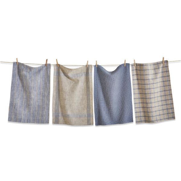 tag wholesale canyon woven dishcloth dishtowel set blue denim natural clean check cotton kitchen