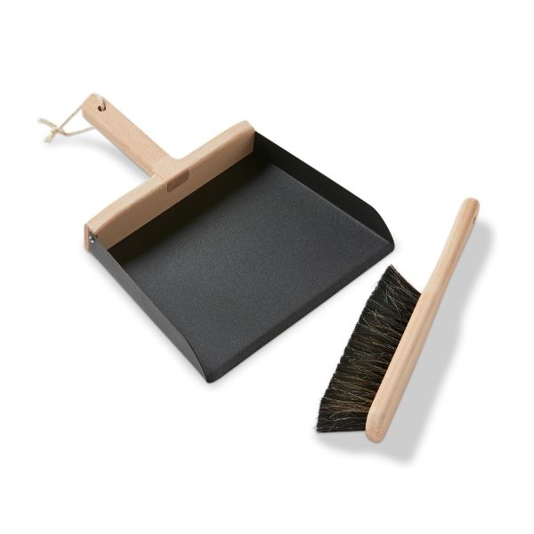 tag wholesale dustpan set clean black iron metal wooden natural modern portable