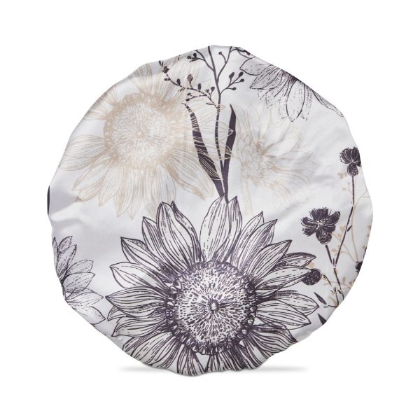 tag wholesale sunflower satin shower cap floral waterproof hair personal care protect reusable
