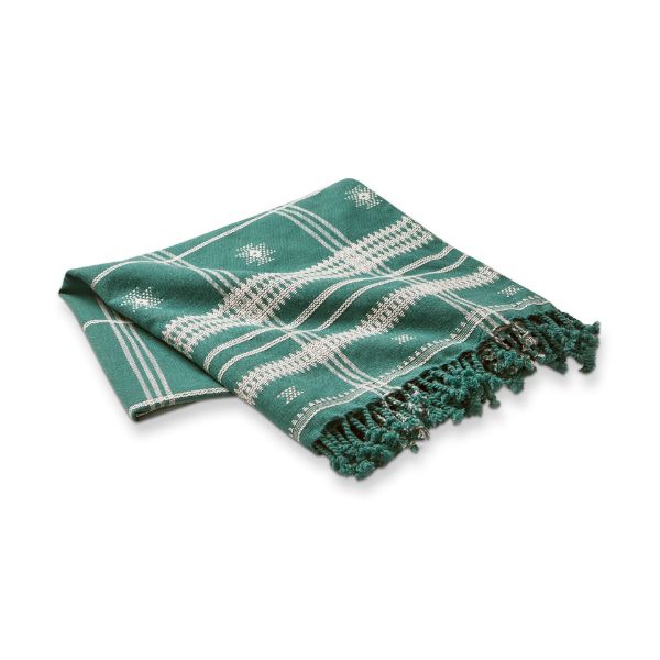 tag wholesale peak throw blanket handwoven self fringe stripe plaid green color living bedroom
