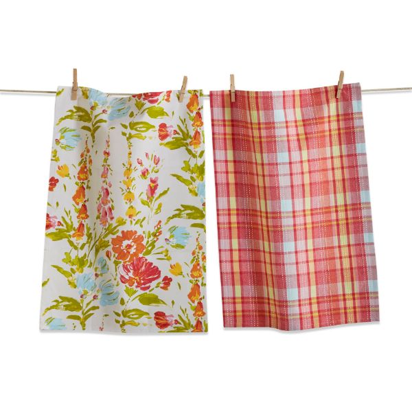 tag wholesale bloom and blossom dishcloth dishtowel set check floral clean gift cotton kitchen