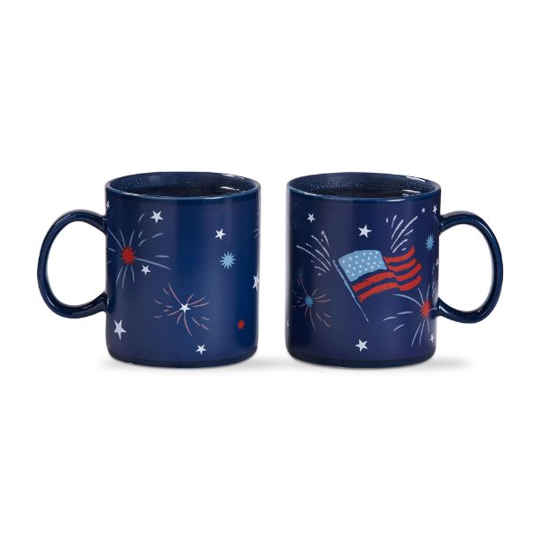 tag wholesale fireworks heat changing coffee mug gift stoneware art design fun kids red white blue