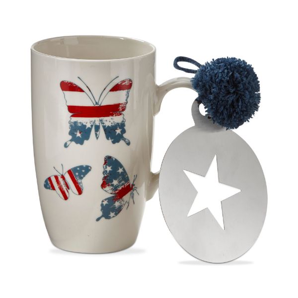 tag wholesale butterfly coffee mug and stencil set red white blue usa america patriotic kids