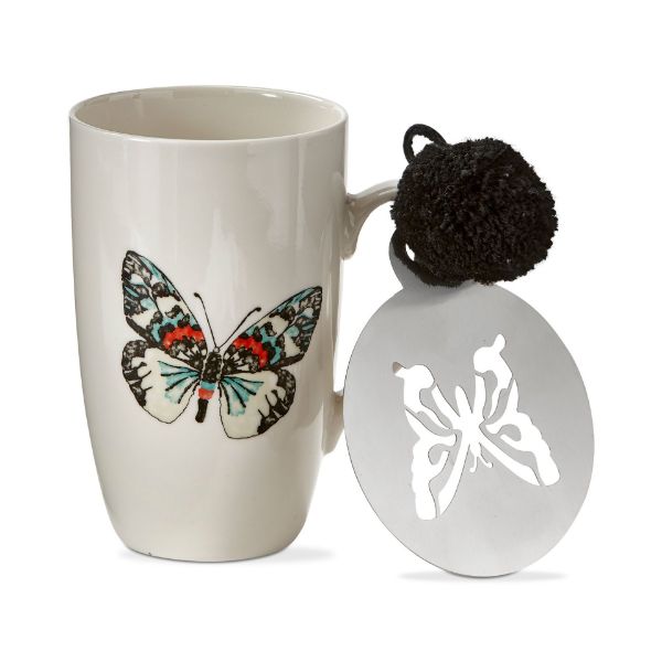 tag wholesale garden butterfly coffee mug drink cup and stencil set green blue black activity