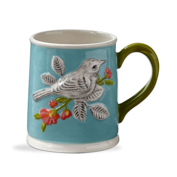 tag wholesale easter bird coffee mug drink cup spring blue sculpted emboss hand paint decor