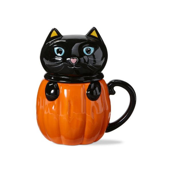 Picture of hello pumpkin cute kitty lidded mug - multi