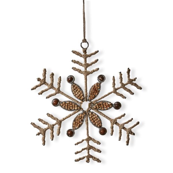 Picture of jute nordic snowflake ornament - natural
