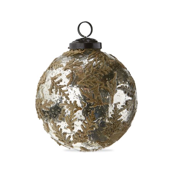 Picture of embedded botanical ornament 4 in - antique silver