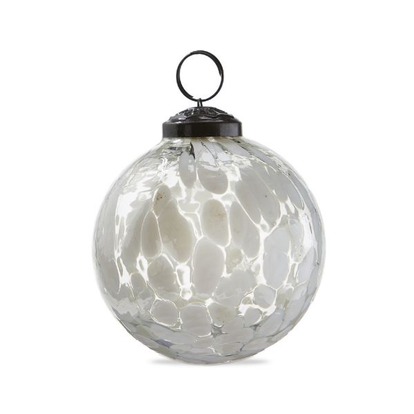 Picture of confetti glass ornament 3 in - white