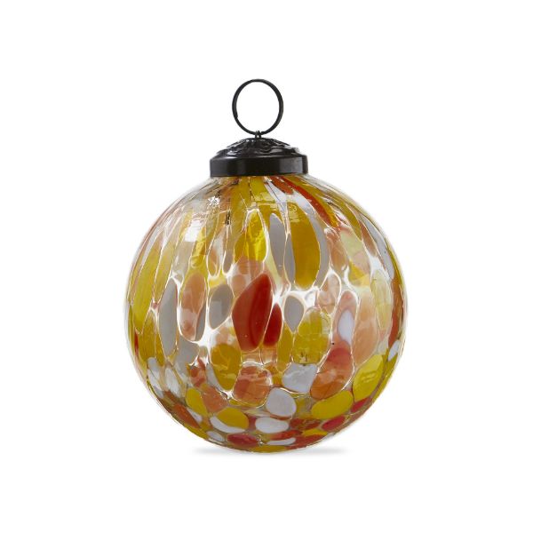 Picture of confetti glass ornament 3 in - yellow