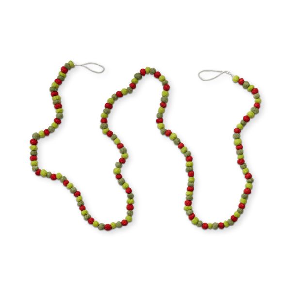 Picture of heirloom wool ball garland - red