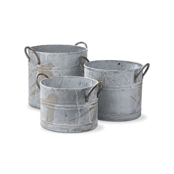 Picture of antiqued bucket planter set of 3 - multi