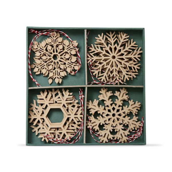Picture of woodcut snowflake ornaments set of 12 - natural
