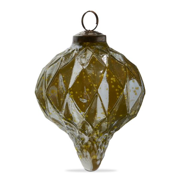 Picture of shimmer diamond drop ornament 5 in - green