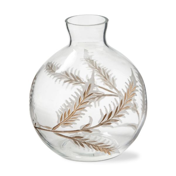Picture of botanical etched glass vase - clear
