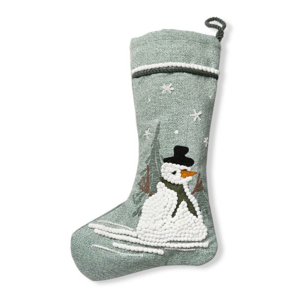 Picture of fresh balsam snowman stocking - green