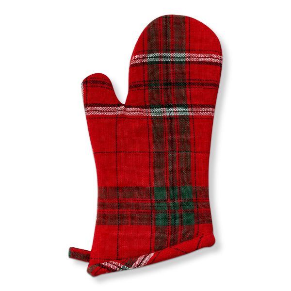 Picture of sleigh ride holiday plaid mitt - red