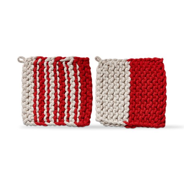 Picture of farmhouse crochet potholder assortment of 2 - red